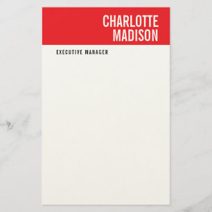 Modern Red Black White Trendy Minimalist Plain  Stationery