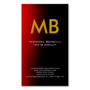 Modern red black yellow monogram 	Magnetic business card