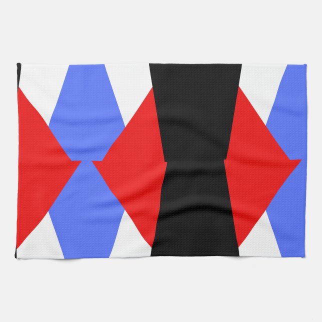 Modern Red & Blue & black & white colour block Kitchen Towel (Horizontal)