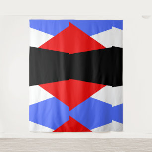 Modern Red & Blue & black & white colour block Tapestry