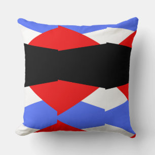 Modern Red & Blue & black & white colour block Throw Pillow