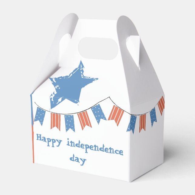 Modern Red Blue Happy Independence Day Patriotic Favor Box (Front Side)