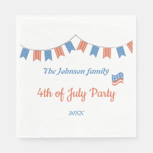 Modern Red Blue Happy Independence Day Patriotic   Napkin