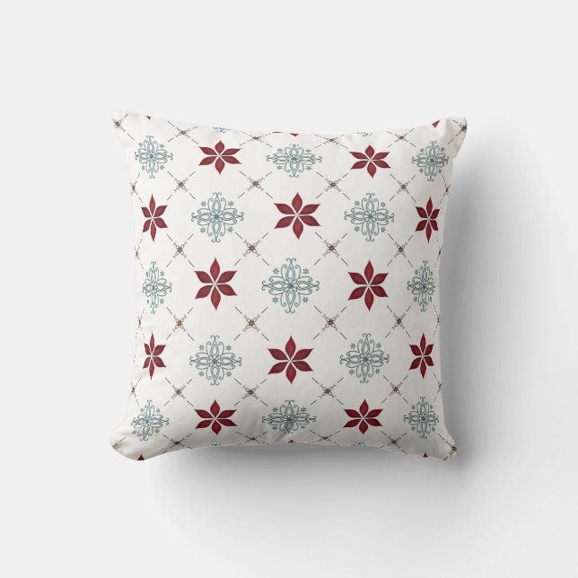Modern Red Blue Simple Simplistic Pattern  Throw Pillow (Front)