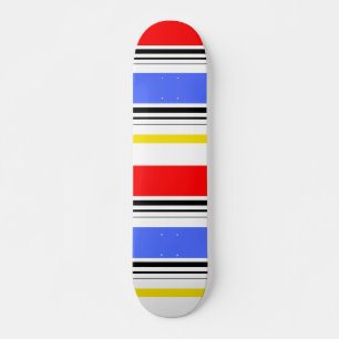 Modern Red Blue White Stripes Skateboard