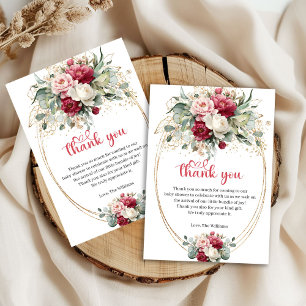 Modern Red Blush Greenery Baby Shower Thank You  Card