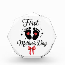 Modern Red Bow 1st Mother's Day Typography