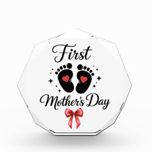Modern Red Bow 1st Mother's Day Typography   Photo Block