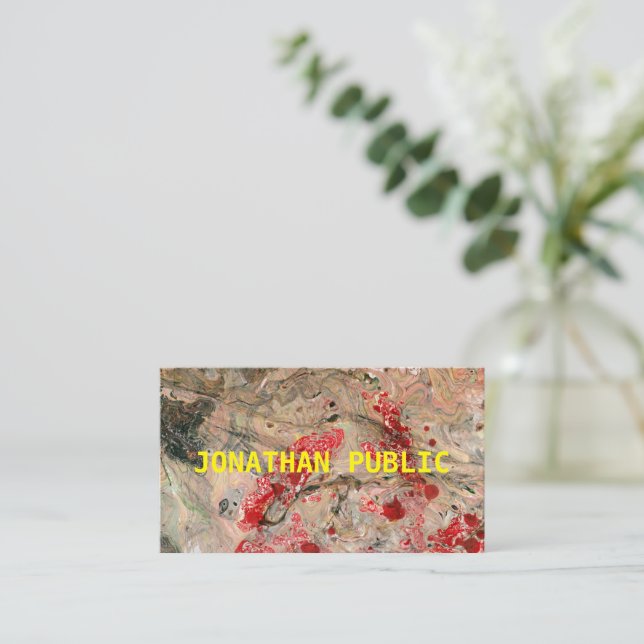 Modern Red Brown Abstract Template Professional Business Card (Standing Front)