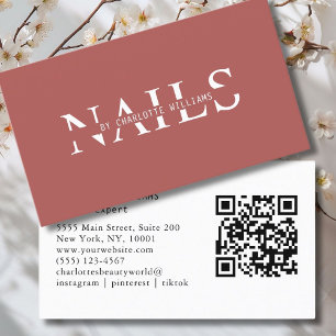 Modern, Red-Brown, QR Code Business Card