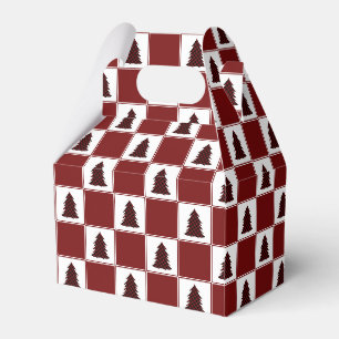 Modern Red Buffalo Plaid Christmas Tree Pattern Favor Box