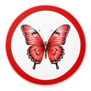 Modern Red Butterfly Pretty Girl's Drawer Knob