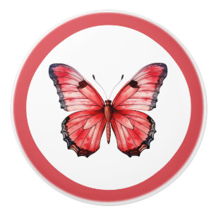 Modern Red Butterfly Pretty Girl's Drawer Knob