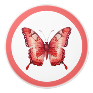 Modern Red Butterfly Pretty Girl's Drawer Knob