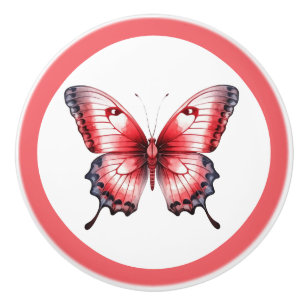 Modern Red Butterfly Pretty Girl's Drawer Knob