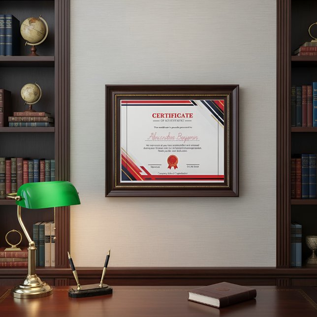 Modern Red Certificate of Achievement Professional (Creator Uploaded)