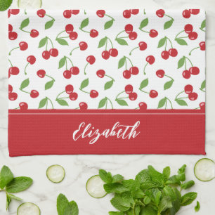 Modern Red Cherry Pattern Baking Kitchen Towel