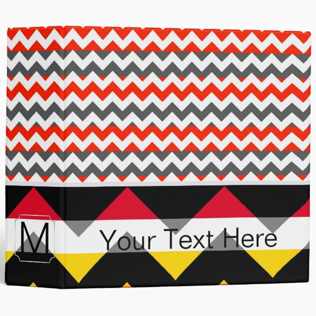 Modern Red Chevron Zigzag Binder (Front/Spine)