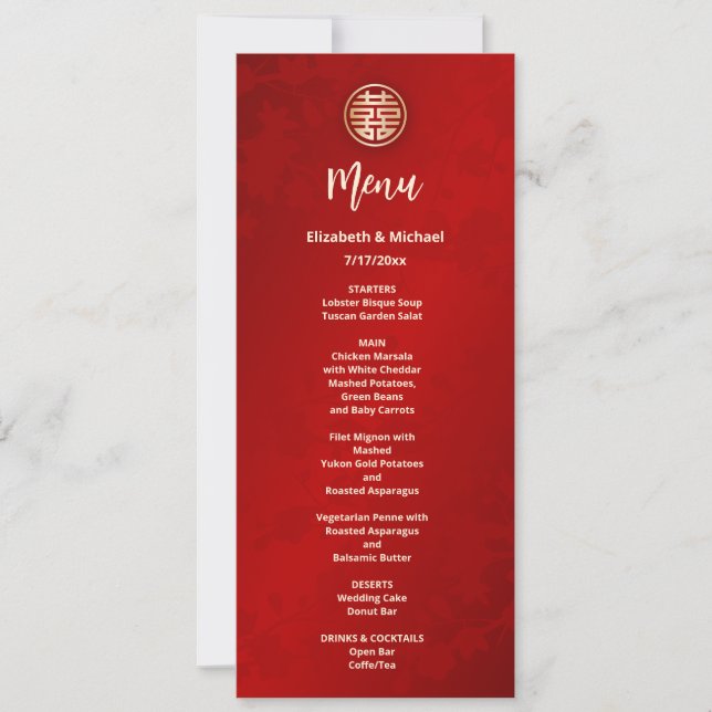 Modern Red Chinese Wedding  Invitation (Front)