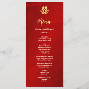 Modern Red Chinese Wedding  Menu