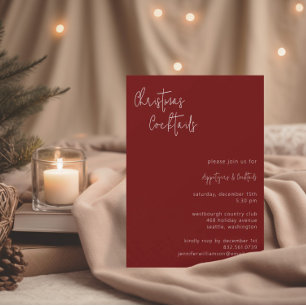 Modern Red Christmas Cocktails   Holiday Party Invitation