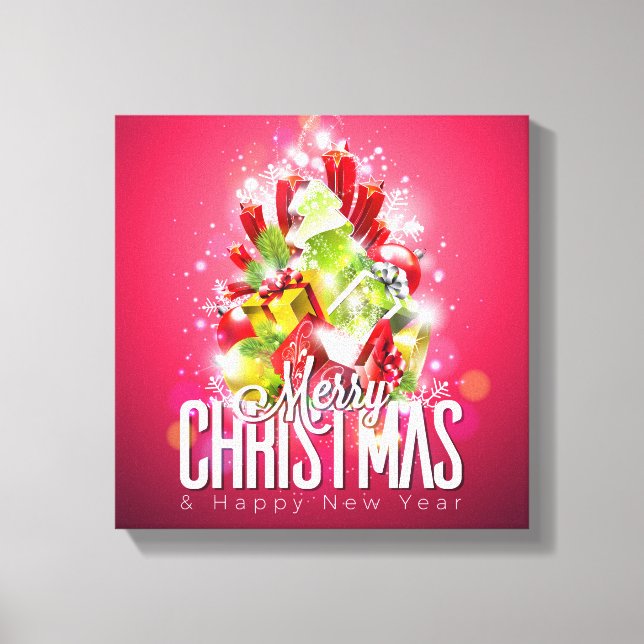 Modern Red Christmas Graphic Design Illustration Canvas Print (Front)
