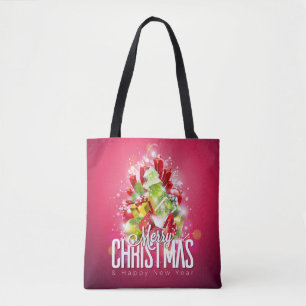 Modern Red Christmas Graphic Design Illustration Tote Bag