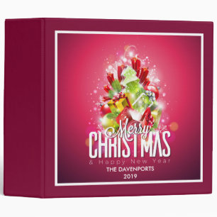 Modern Red Christmas Graphic Illustration Binder