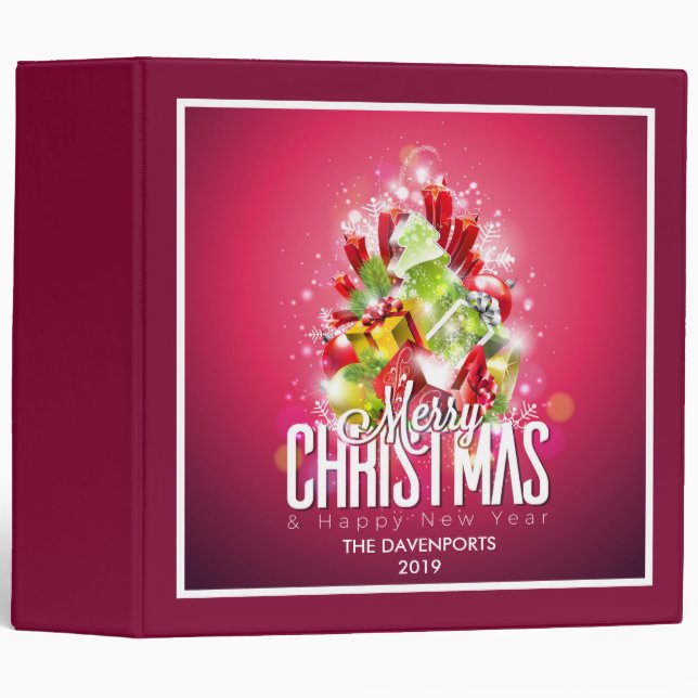 Modern Red Christmas Graphic Illustration Binder (Front/Spine)