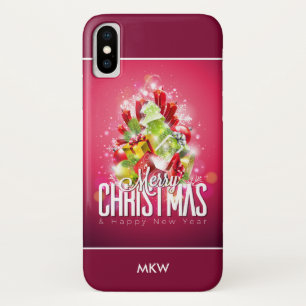 Modern Red Christmas Graphic Illustration Case-Mate iPhone Case