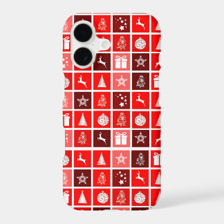 Modern Red Christmas Grid Pattern Minimalist
