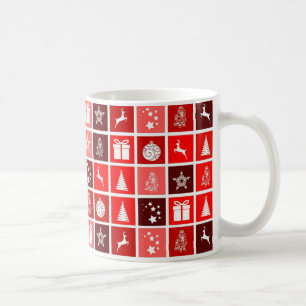 Modern Red Christmas Grid Pattern Minimalist  Coffee Mug