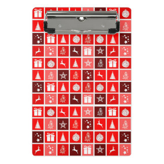 Modern Red Christmas Grid Pattern Minimalist  Mini Clipboard