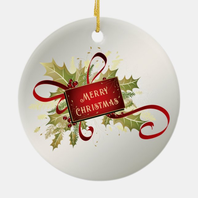 Modern Red Christmas Holiday Ornament (Back)