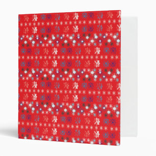Modern Red Christmas Holiday snowflake pattern Binder