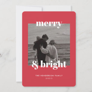 Modern Red Christmas Merry & Bright Card