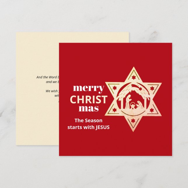 Modern Red CHRISTmas Nativity Card (Front/Back)