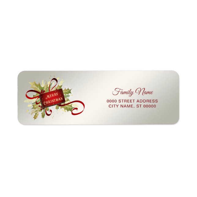 Modern Red Christmas Return Address Lab (Front)
