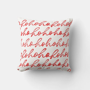 Modern Red Christmas Script Pattern  Throw Pillow