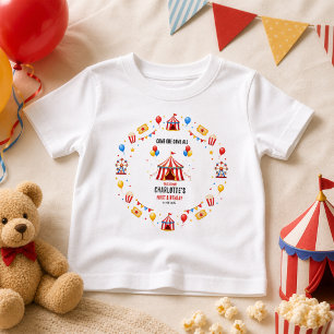 Modern Red Circus Ticket 1st Birthday   Any Gender Baby T-Shirt