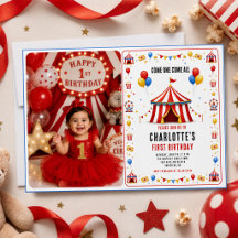 Modern Red Circus Ticket 1st Birthday | Any Gender