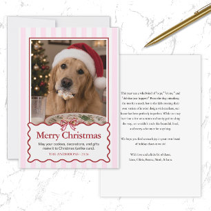 Modern Red Cute Dog Funny Christmas Card Pet Humou