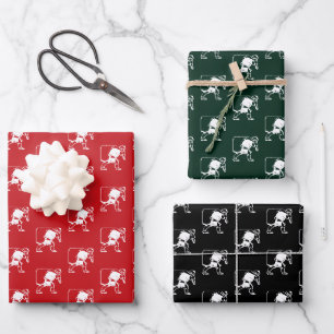 Modern red dark green black Santa Claus pattern Wrapping Paper Sheet