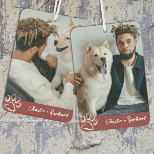 Modern Red Dog Lover Pet Photo Paw Print Air Freshener