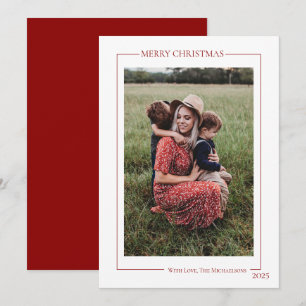 Modern Red Family Photo Holiday Card