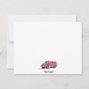 Modern Red Fire Truck Personalized Name Card