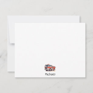 Modern Red Fire Truck Personalized Name Card
