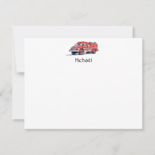 Modern Red Fire Truck Personalized Name Card
