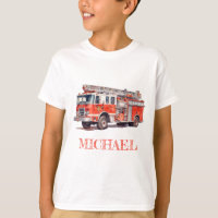 Modern Red Fire Truck Personalized Name