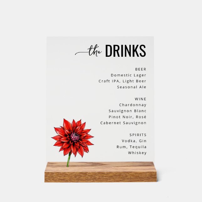 Modern Red Floral Beverage Menu (Recto)